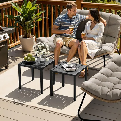 Vista 8 de Crestlive Products Mesa auxiliar de aluminio para exteriores, mesa lateral para silla de piscina, mesa de café pequeña y resistente a la intemperie