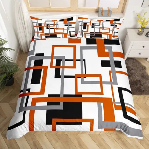 Vista 10 de Erosebridal Funda de edredón a rayas color negro y beige, funda de edredón bohemia moderna geométrica abstracta para mujeres, hombres y adultos