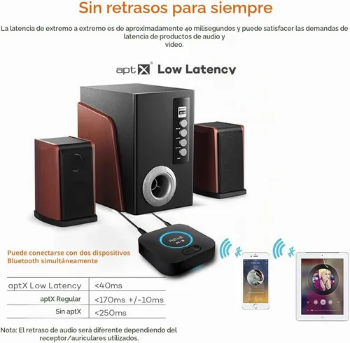 Vista 3 de Receptor Bluetooth de audio, adaptador de audio inalámbrico de alta fidelidad, receptor Bluetooth 4.2 con sonido envolvente 3D AptX baja latencia
