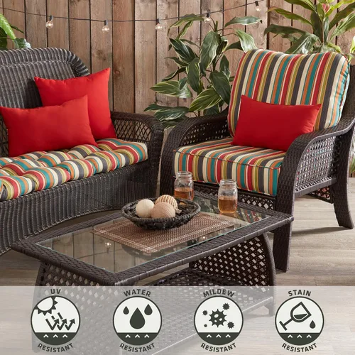 Vista 6 de Greendale Home Fashions Juego de cojines de asiento profundo para exterior de 2 piezas, Adobe Ártico