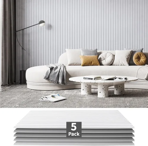 Vista 13 de Paquete de 10 Paneles Acústicos, 48" X 12" X 0.43" Paneles de Pared Insonorizados, Autoadhesivos de Alta Densidad que Absorben el Sonido, Gris