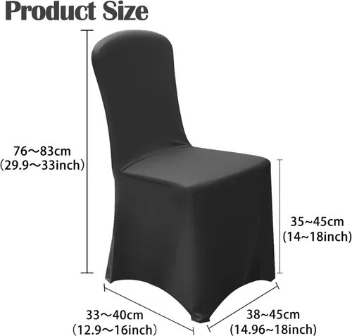 Vista 5 de Vencede 50 fundas para sillas de elastano elástico negro, fundas para sillas para bodas, protectores universales para sillas para fiestas