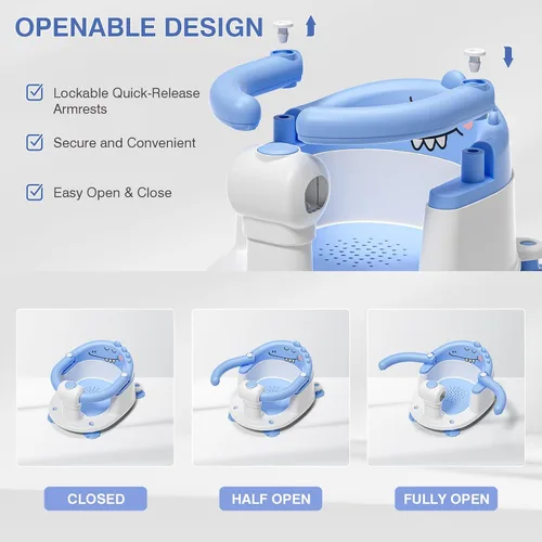 Vista 5 de Asiento de baño para bebés de 5 meses en adelante, asiento de baño antideslizante para sentarse, cojín suave y diseño compacto, asiento de bañera
