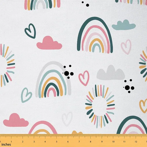 Vista 36 de Feelyou The Yard - Tela bohemia ondulada para tapicería para sillas, estampado de ondas bordadas de arco iris, tribal, étnico, geométrico, azul