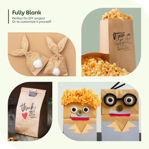 Vista 7 de Culinware Bolsas de papel kraft de 2 libras, bolsas de papel marrón duraderas para aperitivos, sándwich, pasteles, palomitas de maíz, comestibles