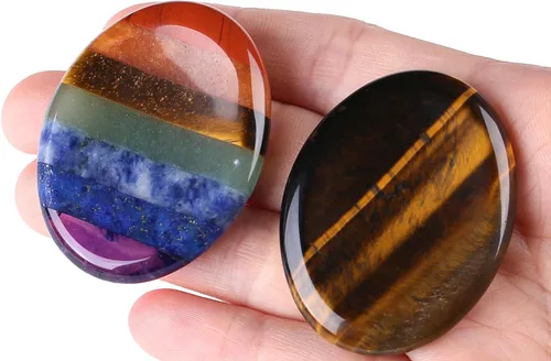 Vista 24 de QINJIEJIE Piedra de preocupación para el pulgar para la ansiedad, cristales de chakras, piedras curativas para la preocupación de los chakras