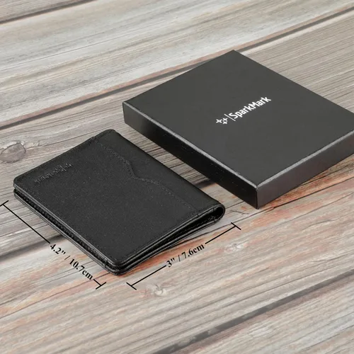 Vista 6 de Cartera minimalista RFID para hombres y mujeres Cartera delgada y plegable para tarjetas de crédito Estuche para tarjetas de visita para hombre