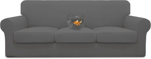 Vista 51 de Easy-Going Funda de sofá 100% impermeable doble de 3 piezas, elástica, suave, para perros, para sofá de 2 cojines separados, protector de muebles a