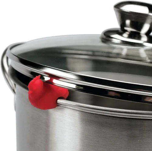Vista 3 de Tovolo - Juego de 3 soportes de tapa de olla de silicona con animales de granja, resistente al calor, a prueba de derrames, gadget de cocina