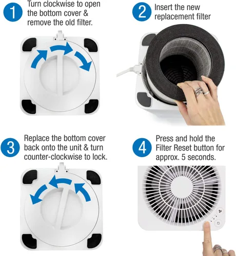 Vista 6 de Habitat Sistema de filtro de aire de filtración HEPA verdadero 150A(e), sensor de calidad del aire en tiempo real, cubre hasta 150 pies, elimina