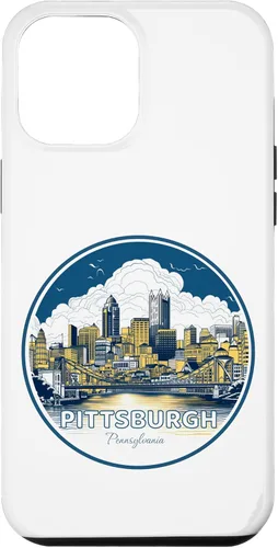 Vista 6 de Carcasa de acero para iPhone 14 Pittsburgh Downtown High Rise Building City Skyline