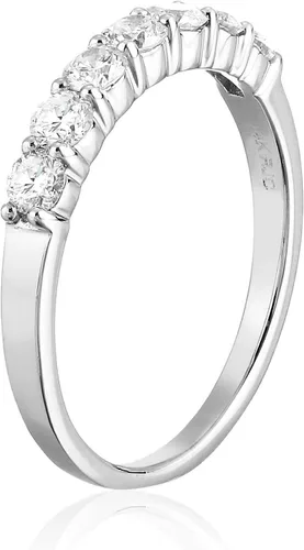 Vista 2 de VIR JEWELS Anillo de aniversario de boda de diamantes de 34 quilates (ctw) para mujer, anillo de compromiso de diamantes redondos de oro blanco