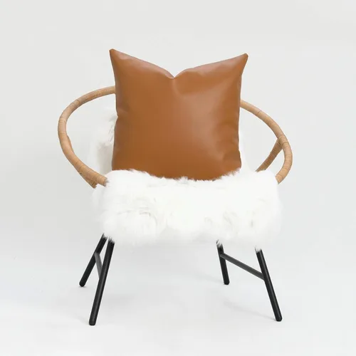Vista 2 de Hofdeco Solo funda de almohada de piel sintética, diseño moderno camel, 18 x 18 pulgadas