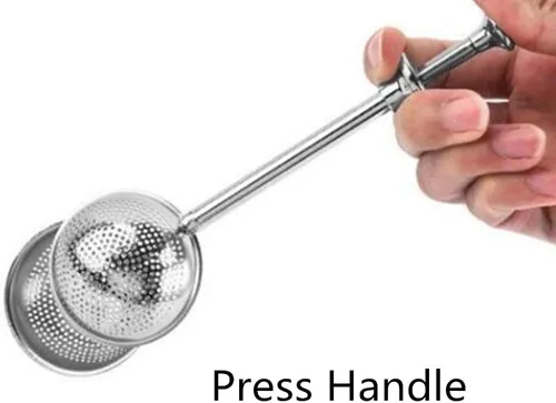 Vista 4 de Colador de té de acero inoxidable de mango largo para tetera, bola de filtro de infusor de té reutilizable para especias y condimentos de té