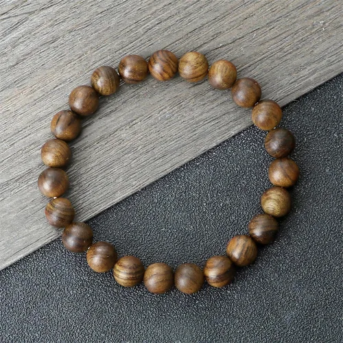 Vista 6 de Razcus - Pulsera de cuentas de palisandro negro vintage para hombre, 680.394 in, redondas, de madera, pulseras elásticas para meditación para oración