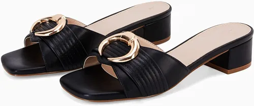 Vista 5 de Sandalias de tacón bajo para mujer, tacones cuadrados, sandalias elegantes y gruesas para fiesta, zapatos casuales