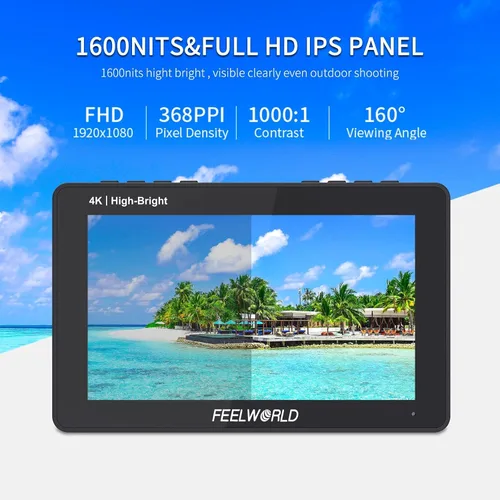 Vista 2 de FEELWORLD 5.5 pulgadas 1600nit cámara monitor de campo ultra brillante 4K HDMI monitor de vídeo pantalla táctil DSLR monitor F970 instalación