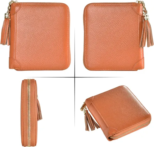 Vista 6 de Easyoulife - Billetera de piel con cierre y tarjetero para mujer, con bloqueo de interferencia de radiofrecuencia (RFID), cartera Rfid, M