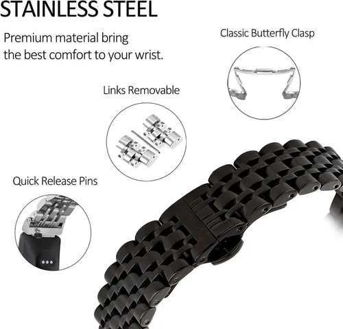 Vista 4 de Metal Bracelet Compatible with Fitbit Inspire/Inspire HR/Inspire 2 Bands, Stainless Steel Replacement Strap Wristband Accessories for Inspire