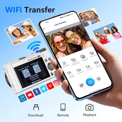 Vista 6 de Cámara digital 8K para fotografía, cámara de vlogging de 88MP para YouTube Blanco