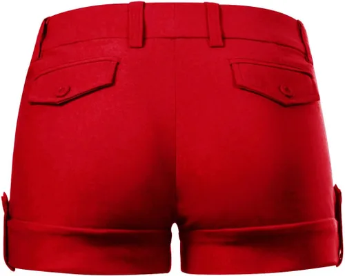 Vista 3 de MixMatchy Pantalones cortos casuales con puños y bolsillos para mujer