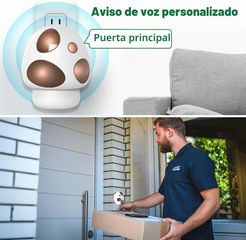 Vista 2 de Timbre inalámbrico HTZSAFE, 35 campanillas, 1 receptor + 1 transmisor