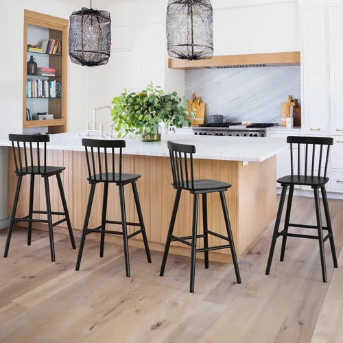 Vista 20 de LUE BONA Windsor - Juego de 2 taburetes de bar de madera para isla de cocina, estilo casa de campo de 24 pulgadas de altura de mostrador, sillas