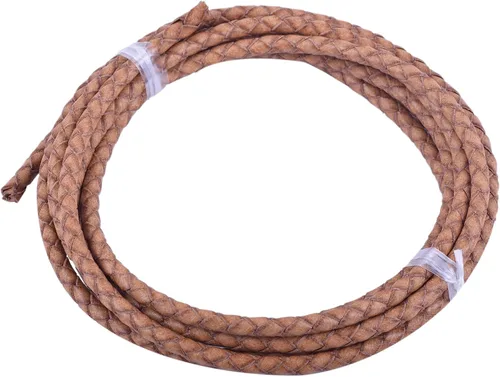Vista 55 de 2 yardas 8.0mm Cordón redondo de cuero trenzado auténtico marrón antiguo para corbata de bolo