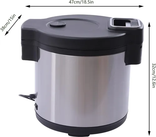 Vista 5 de Calentador de arroz de 95 tazas de 19L para restaurante comercial, 110 V, 110 W, calentador eléctrico de alimentos con función cálida, calentador