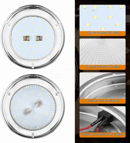 Vista 7 de RVZONE Luces de cúpula marinas para barco 12V LED Luces interiores para cabina de barco con interruptor de palanca de 5.5" Luz de cabina LED