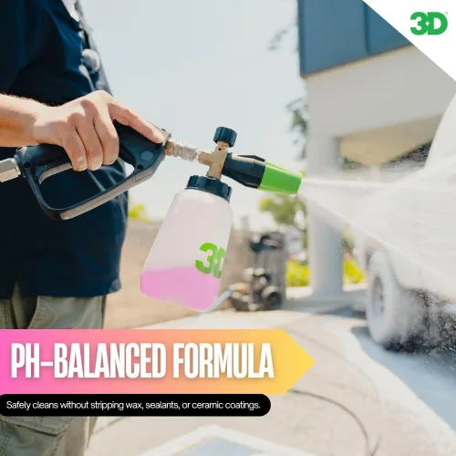 Vista 3 de 3D Jabón rosa para lavado de autos - pH equilibrado, fácil de enjuagar, jabón de coche sin arañazos, 16 onzas.