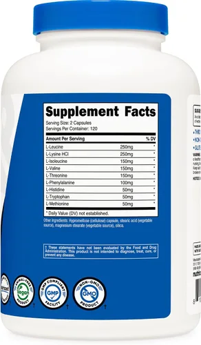 Vista 5 de Nutricost EAA Capsules 1200mg, 240 Capsules, Essential Amino Acids