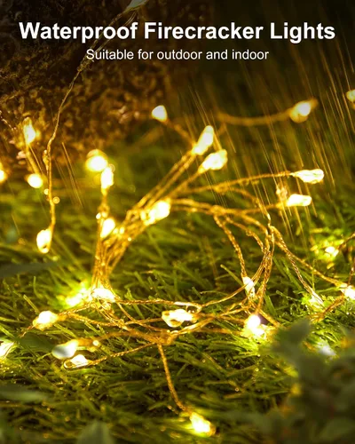 Vista 4 de Guirnalda de luces a pilas - Guirnalda de luces impermeable con cable plateado de 5 pies y 60 LED, para coronas, bodas, dormitorio, frascos