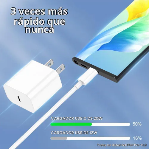 Vista 3 de Cargador para iPhone 16, [certificado MFi] Paquete de 3 cargadores rápidos USB C con cable USB C a USB C de 6 pies compatible con iPhone 16/16