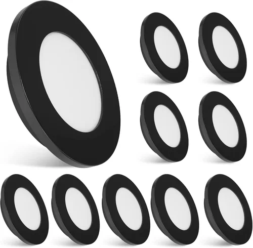 Vista 7 de Lámpara LED empotrada en techo Dream Lighting, 2W, luz blanca cálida, caparazón negra, paquete de 6