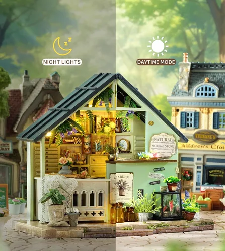 Vista 4 de Spilay DlY Kit de casa en miniatura, kit de casa de muñecas, kit de construcción de casa pequeña con caja de música, kit de casa de iniciatura