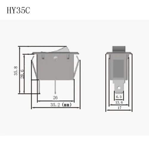 Vista 6 de 2 unids KEDU HY35C 2Pins Interruptor de botón AC 125/250V 16/12/10A ON Off Interruptor basculante de arco Interruptores de tecla pulsadora
