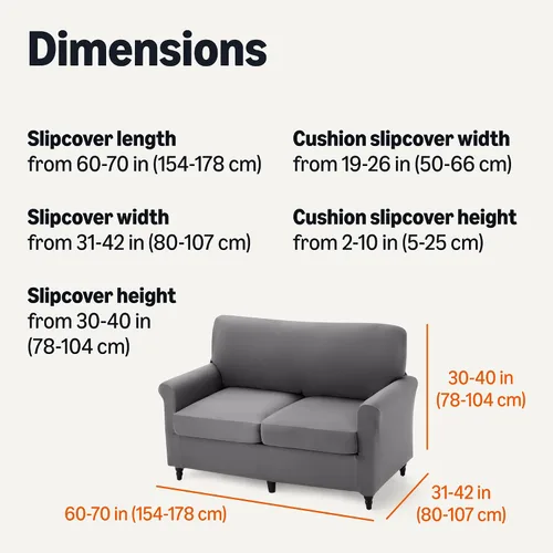 Vista 5 de Amazon Basics Funda elástica de spandex para sofá con parte inferior elástica, sofá de dos plazas, mediano, gris oscuro