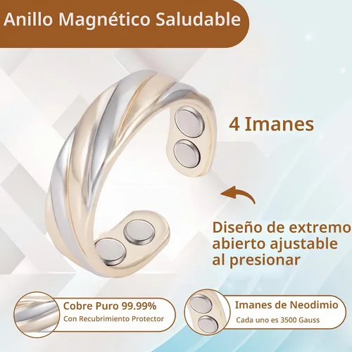 Vista 4 de MagVIVACE Anillo de cobre puro para mujeres, anillos magnéticos con imán de 3500 Gauss