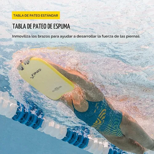 Vista 2 de FINIS Tabla de espuma para entrenamiento de natación, fortalece las piernas, espuma EVA suave, agarre cómodo, color amarillo