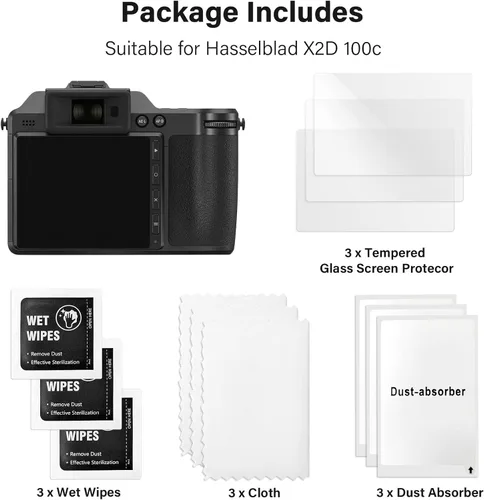 Vista 2 de Rieibi Protector de pantalla para cámara Hasselblad X2D/X2D II 100c (para accesorios), dureza 9H de 0.010 in, película de vidrio templado universal