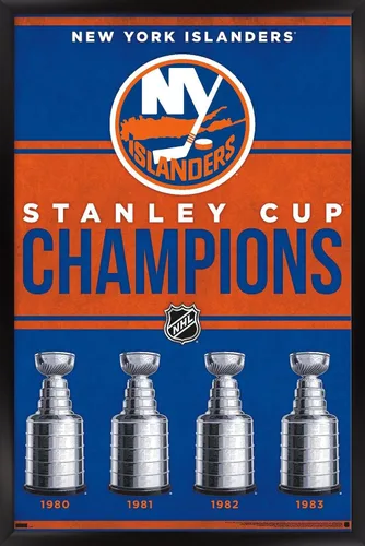 Vista 8 de Trends International NHL New York Islanders - Póster de pared Champions 23, 22.4 pulgadas de largo x 14.7 pulgadas, versión enmarcada en madera
