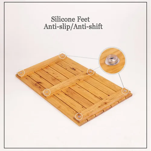 Vista 3 de Tapetes de baño de bambú para baño, tapete de baño de madera para sauna y ducha, tapete de ducha de bambú de madera, antideslizante, impermeable