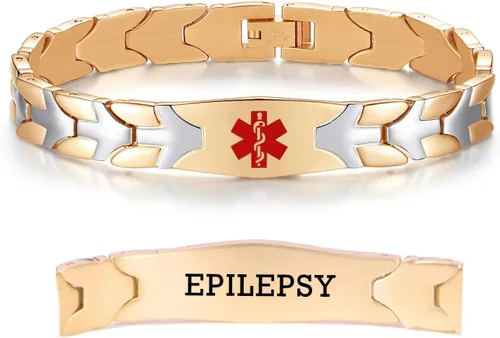 Vista 91 de LinnaLove Pulseras de alerta médica de pez volador para hombres y mujeres, pulseras médicas de acero inoxidable con grabado gratis, 8.5 pulgadas