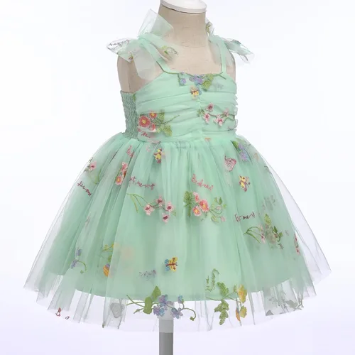 Vista 4 de Vestido tutú para niña, sin mangas, fruncido, vestido de verano con lentejuelas brillantes, lunares, estrellas, princesa, vestido de tul