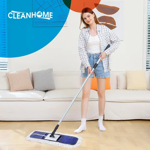 Vista 2 de CLEANHOME Trapeador de polvo comercial de 24 pulgadas para limpieza de suelos, trapeador de piso resistente con mango largo extensible de 59