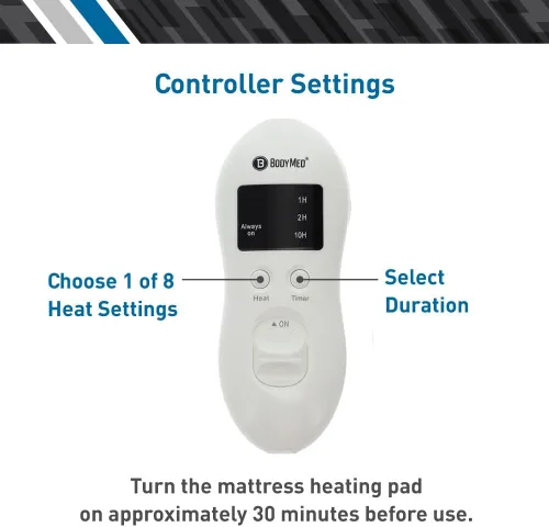 Vista 4 de BodyMed Protector de colchón térmico con falda, Queen, 60 x 80 pulgadas, cubrecolchón eléctrico ajustable con temperatura