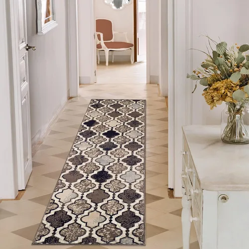 Vista 17 de BLUENILEMILLS BNM - Alfombra de pasillo para interiores con respaldo de yute, perfecta para cocina, dormitorio, madera dura, sala de estar Beige