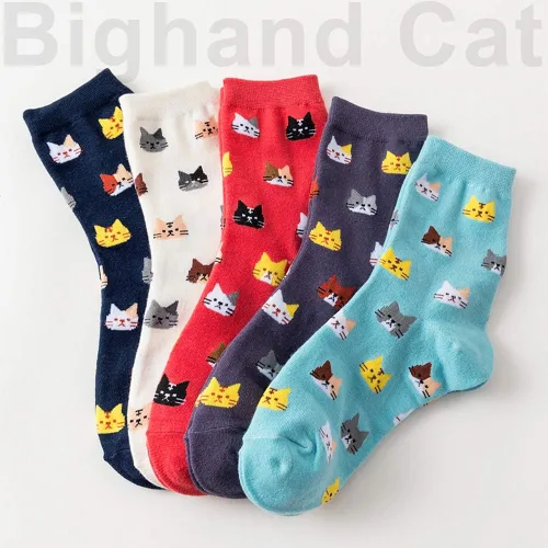 Vista 3 de IIG 3-6 pares de calcetines de algodón para mujer, diseño de animales, simpáticas calcetas de algodón, de novedad.