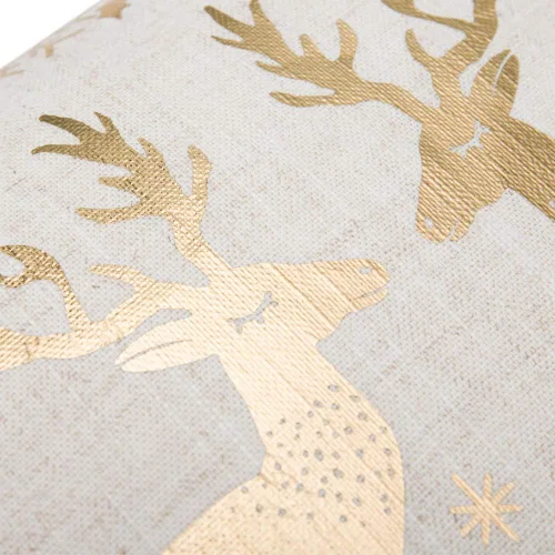 Vista 4 de JWH Funda de almohada decorativa de ciervos amantes de la Navidad, con estampado dorado, funda de almohada de lino, cojín de invierno